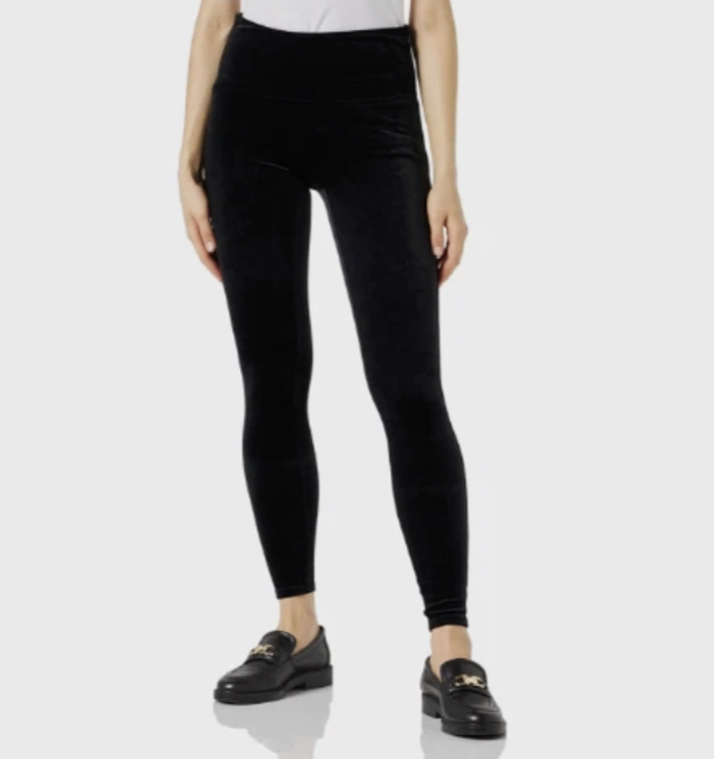 SPANX Velvet Leggings Pants High Waist Black Slimming Holiday Size Large New